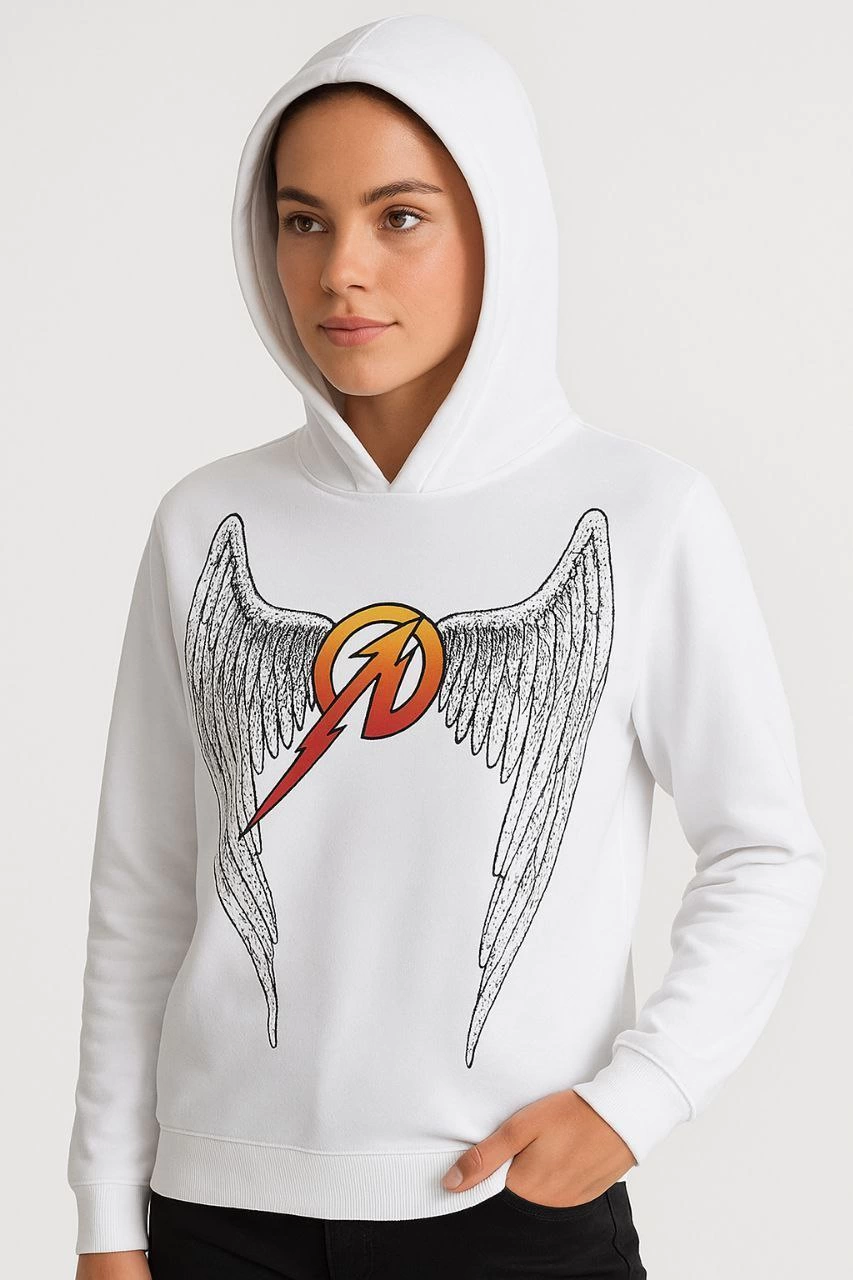 Metallica İki İplik Kapüşonlu Ön ve Arka Baskılı hoodie – Beyaz