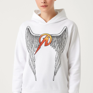 Metallica İki İplik Kapüşonlu Ön ve Arka Baskılı hoodie – Beyaz
