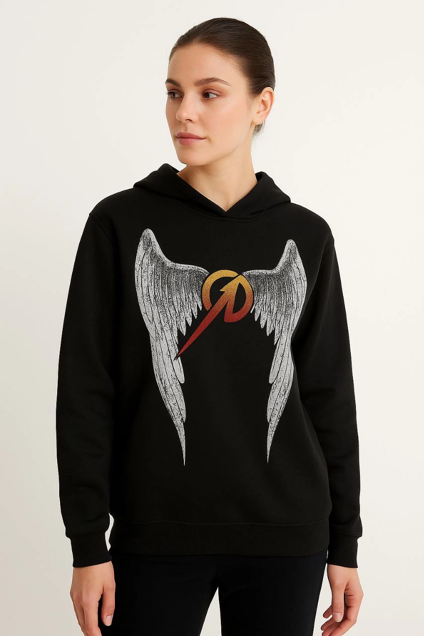 Metallica İki İplik Kapüşonlu Ön ve Arka Baskılı hoodie – Siyah