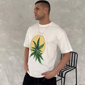 Erkek Kısa Kol Yazlık Tişört Bisiklet Yaka Baskılı Oversize T-Shirt – Beyaz