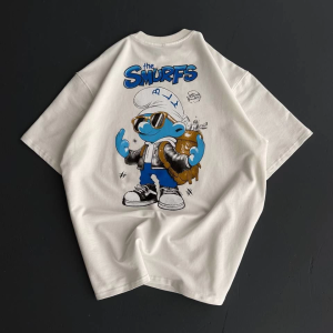 Erkek Ön ve Arka Baskılı T-Shirt Kısa Kol Bisiklet Yaka Regular Fit Tişört – Beyaz