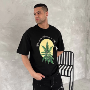Erkek Baskılı T-Shirt Kısa Kol Bisiklet Yaka Regular Fit Yazlık Tişört – SiyahSiyah