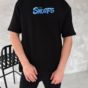 Erkek Ön ve Arka Baskılı T-Shirt Kısa Kol Bisiklet Yaka Regular Fit Tişört – Siyah