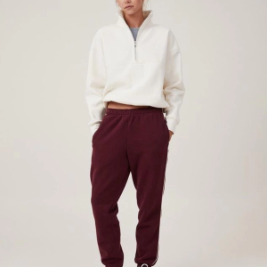 Kadın 3 İplik Pamuklu Oversize Yarım Fermuarlı Yakalı Basic Sweatshirt – Beyaz