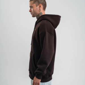 Erkek Nakışlı Kapüşonlu Oversize 3 İplik Pamuklu SweatShirt Hoodie – Siyah