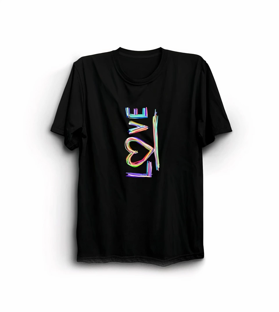 14 Şubat Sevgililer Günü Love Baskılı Oversize Bisiklet Yaka T-shirt – Siyah