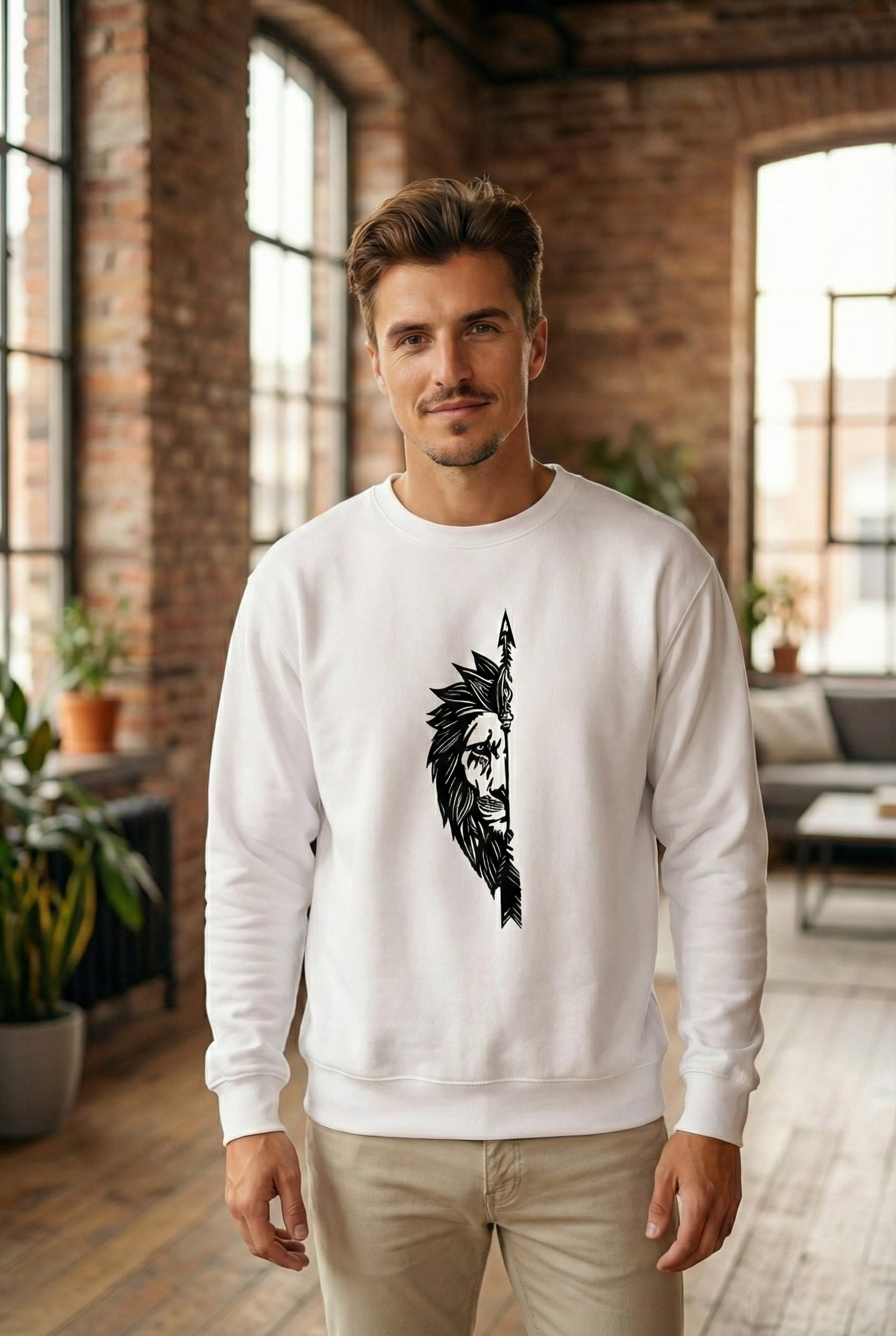 Oversize Bisiklet Yaka Sevgililer Günü Baskılı Sweatshirt – Beyaz