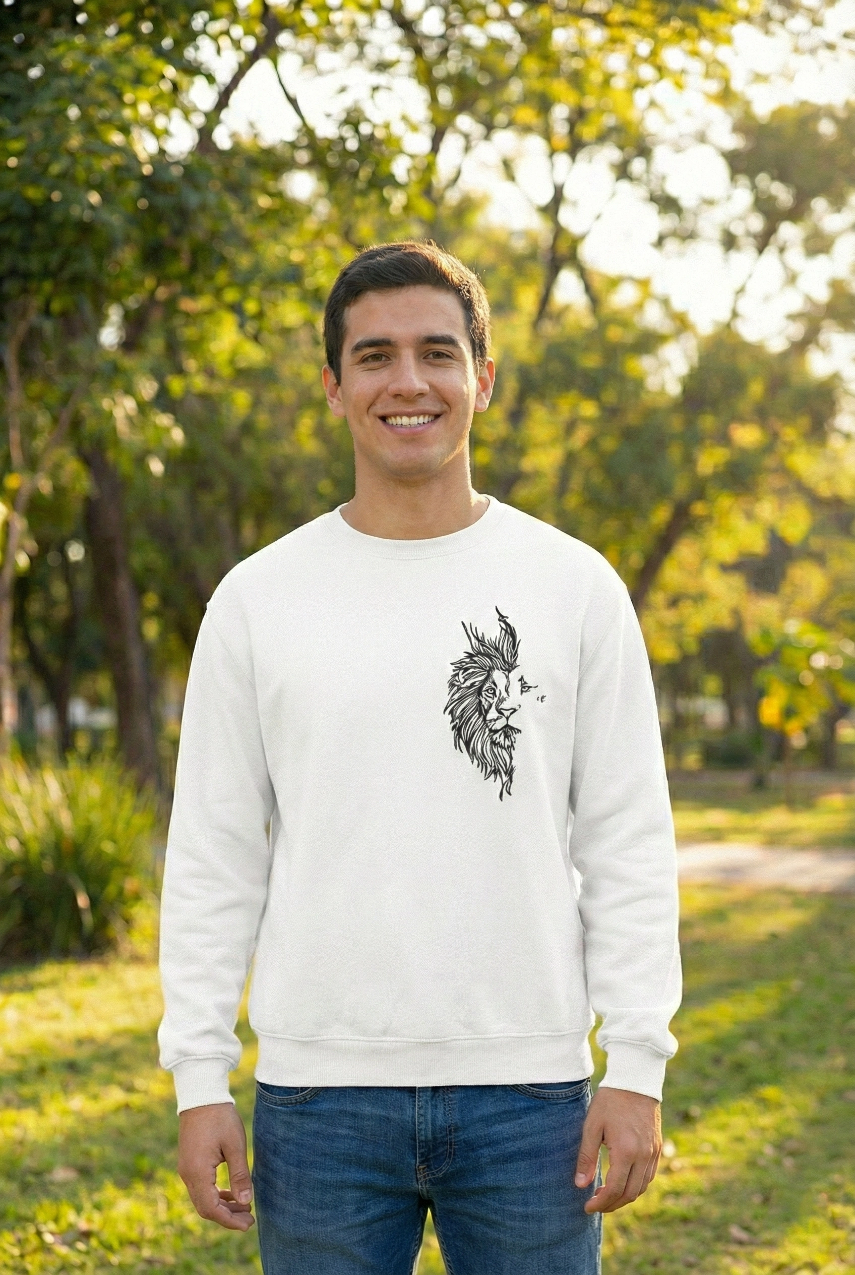 Sevgililer Günü Baskılı Oversize Bisiklet Yaka Sweatshirt – Beyaz