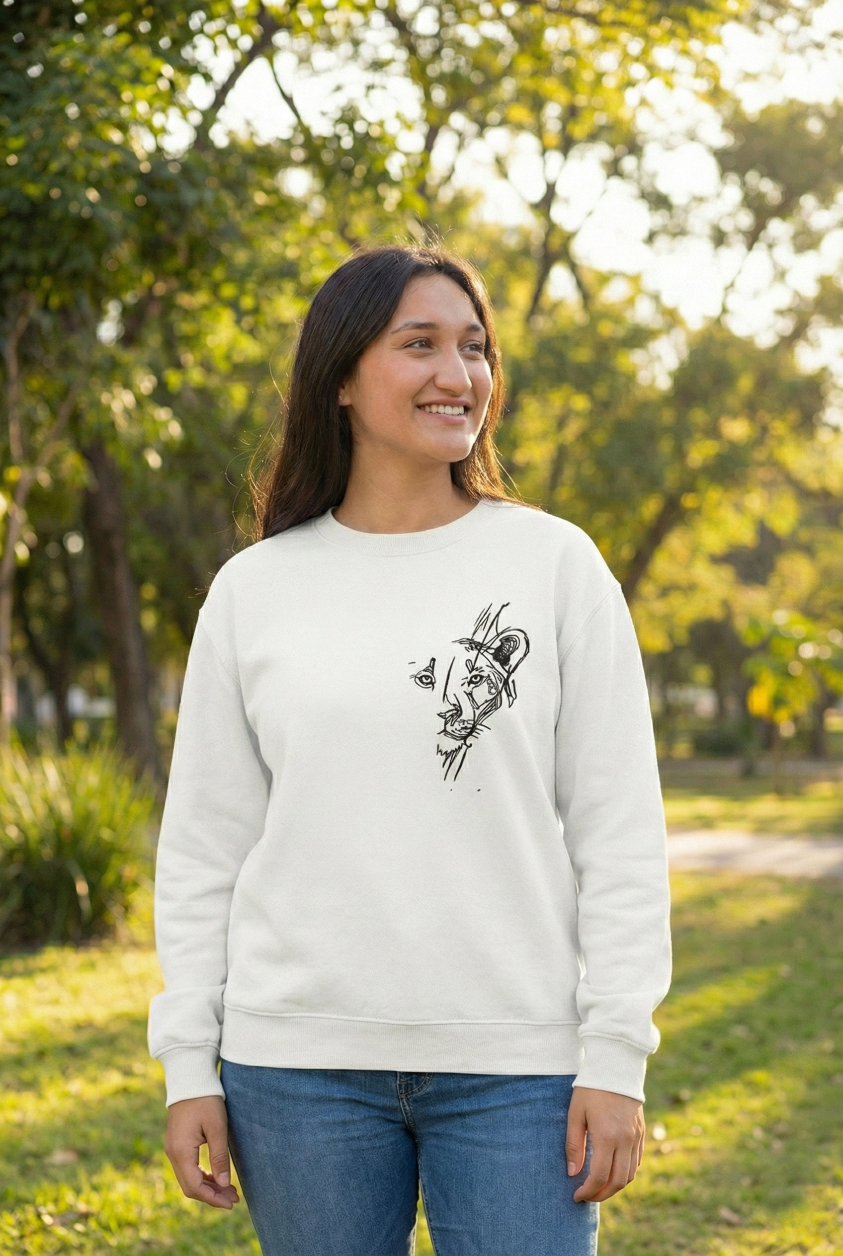 Sevgililer Gününe Baskılı Oversize Bisiklet Yaka Sweatshirt – Beyaz