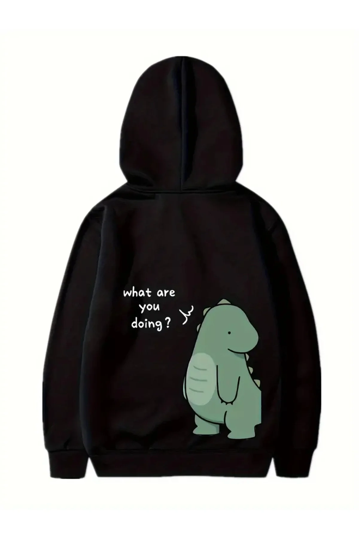 Sevgililer Günü Baskılı Oversize Kapüşonlu Sweatshirt Hoodie – Siyah