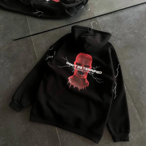 Kadın Kapüşonlu Kanguru Cepli Sweatshirt 3 İplik Pamuklu Baskılı Hoodie – Siyah