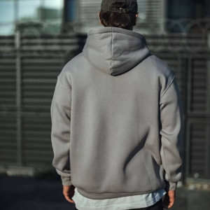 Erkek 3 İplik Penye Kapüşonlu Basic SweatShirt Hoodie – Boyalı Gri