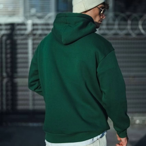 Erkek 3 İplik Pamuklu Kapüşonlu Basic SweatShirt Hoodie – Haki