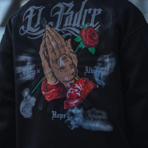 Erkek 3 İplik Pamuklu Kapüşonlu Baskılı Cepli Oversize Sweatshirt Hoodie – Siyah