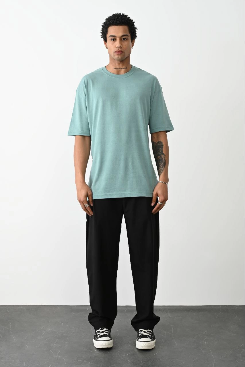 Erkek Tişört Düz Basic Penye Yazlık Bisiklet Yaka Kısa Kol T-Shirt – Mint Yeşili