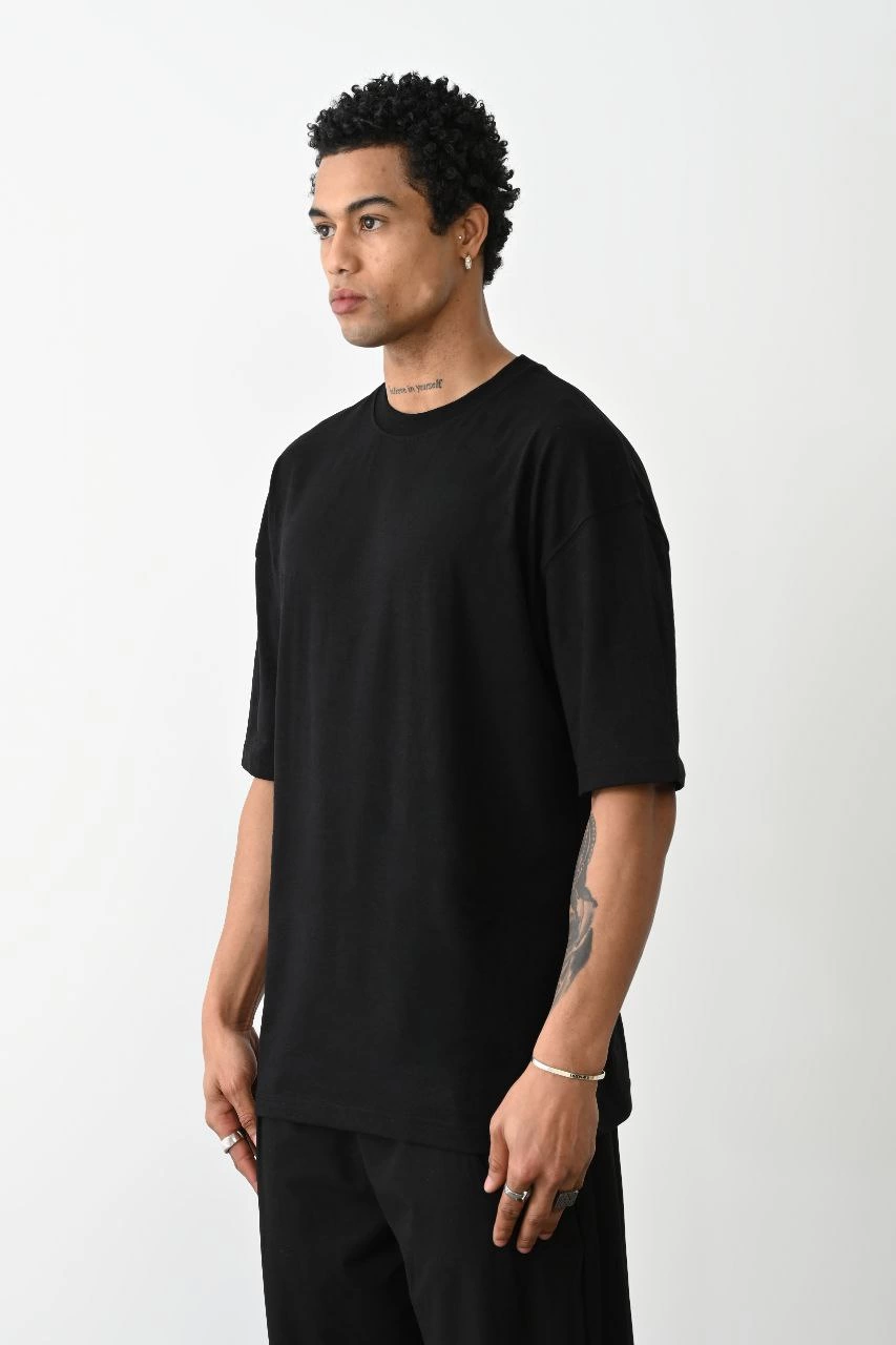 Erkek Tişört Düz Basic Penye Yazlık Bisiklet Yaka Kısa Kol T-Shirt – Siyah