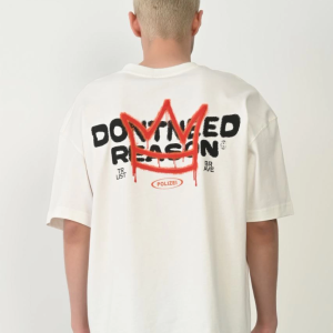 Erkek Baskılı T-Shirt Kısa Kol Bisiklet Yaka Rahat Kalıp Tişört – Beyaz