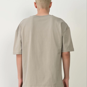 Erkek Baskılı T-Shirt Kısa Kol Bisiklet Yaka Rahat Kalıp Tişört – Boyalı Gri