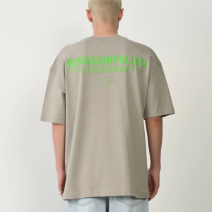 Erkek Baskılı T-Shirt Kısa Kol Bisiklet Yaka Rahat Kalıp Tişört – Boyalı Gri