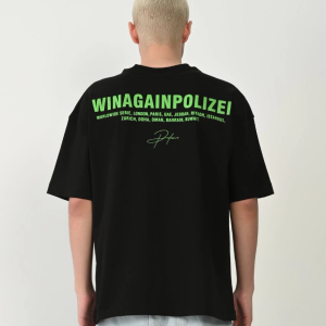 Erkek Baskılı T-Shirt Kısa Kol Bisiklet Yaka Rahat Kalıp Tişört – Siyah