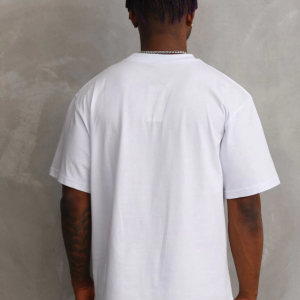 Erkek Baskılı T-Shirt Kısa Kol Bisiklet Yaka Rahat Kalıp Tişört – Beyaz