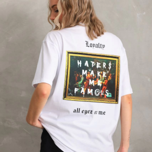 Kadın ön ve arka Baskılı Oversize Kısa kol T-Shirt – Beyaz