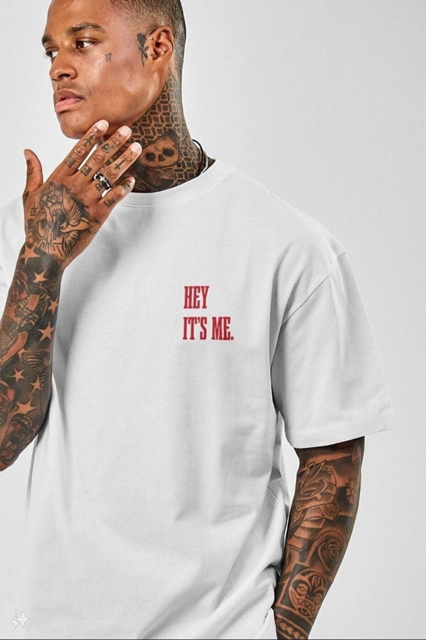 Erkek Baskılı T-Shirt Kısa Kol Bisiklet Yaka Regular Fit Rahat Kalıp Tişört – Beyaz