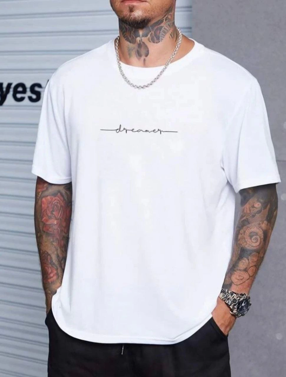 Erkek Baskılı T-Shirt Kısa Kol Bisiklet Yaka Regular Fit Rahat Kalıp Tişört – Beyaz