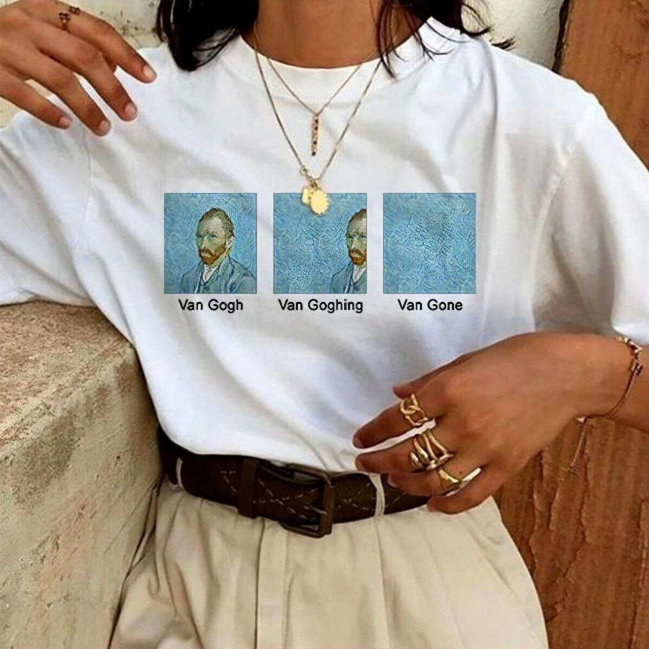 Kadın Baskılı Oversize kısa kol T-Shirt – Beyaz