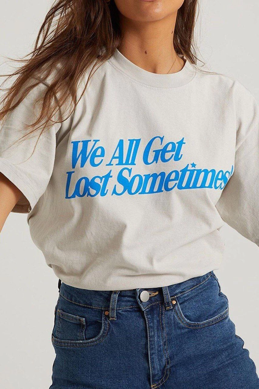 Kadın Baskılı Oversize kısa kol T-Shirt – Beyaz