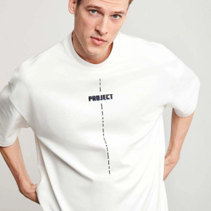 Erkek Baskılı T-Shirt Kısa Kol Bisiklet Yaka Regular Fit Rahat Kalıp Tişört – Beyaz