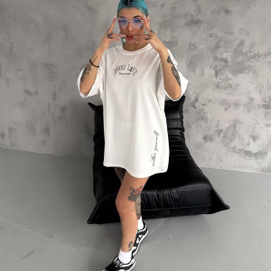 Kadın Kısa Kol Tişört Bisiklet Yaka Filistin Poşülü Baskılı T-Shirt – Beyaz
