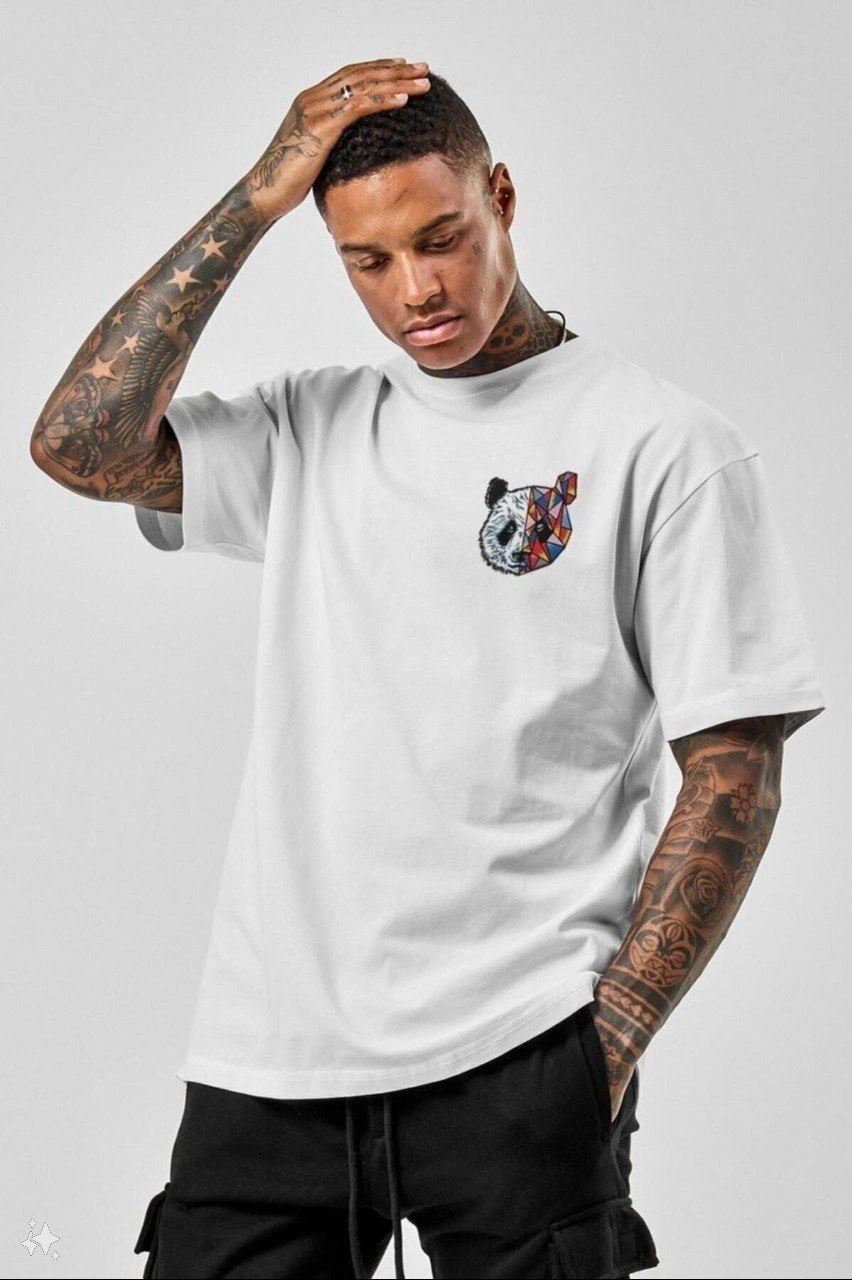 Erkek Baskılı T-Shirt Kısa Kol Bisiklet Yaka Regular Fit Rahat Kalıp Tişört – Beyaz