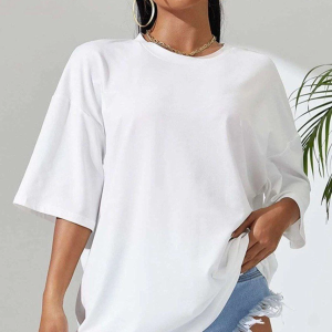 Kadın Baskılı Oversize kısa kol T-Shirt – Beyaz