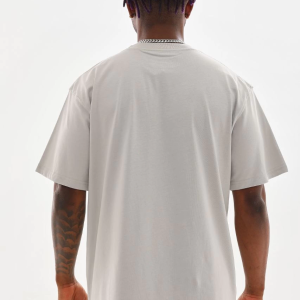 Erkek Kısa Kol Yazlık Tişört Bisiklet Yaka Baskılı Oversize T-Shirt – Gri