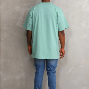 Erkek Baskılı T-Shirt Kısa Kol Bisiklet Yaka Rahat Kalıp Tişört – Mint Yeşili