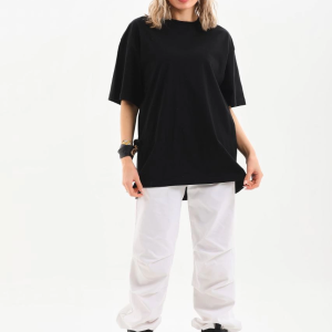 Kadın Düz  Kısa kol Penye T-shirt – Siyah