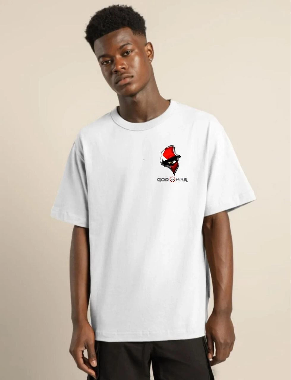 Erkek Baskılı T-Shirt Kısa Kol Bisiklet Yaka Regular Fit Rahat Kalıp Günlük Tişört – Beyaz