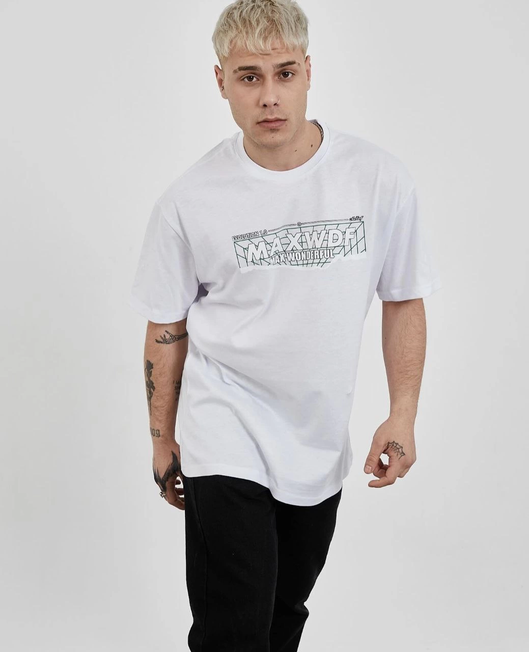 Erkek Kısa Kol Yazlık Tişört Bisiklet Yaka Baskılı Oversize T-Shirt – Beyaz