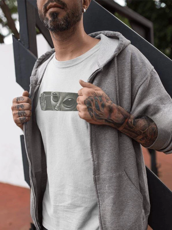 Erkek Kısa Kol Yazlık Tişört Bisiklet Yaka Baskılı Oversize T-Shirt – Beyaz