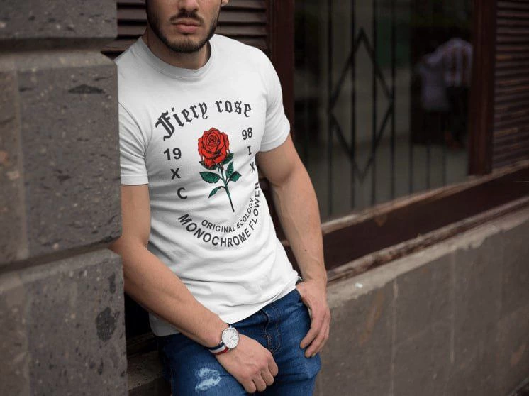 Erkek Tişort Bisiklet Yaka Baskılı Kısa kol T-Shirt – Beyaz