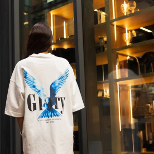 kadın Bisiklet Yaka Baskılı Oversize Kısa kol T-Shirt – Beyaz