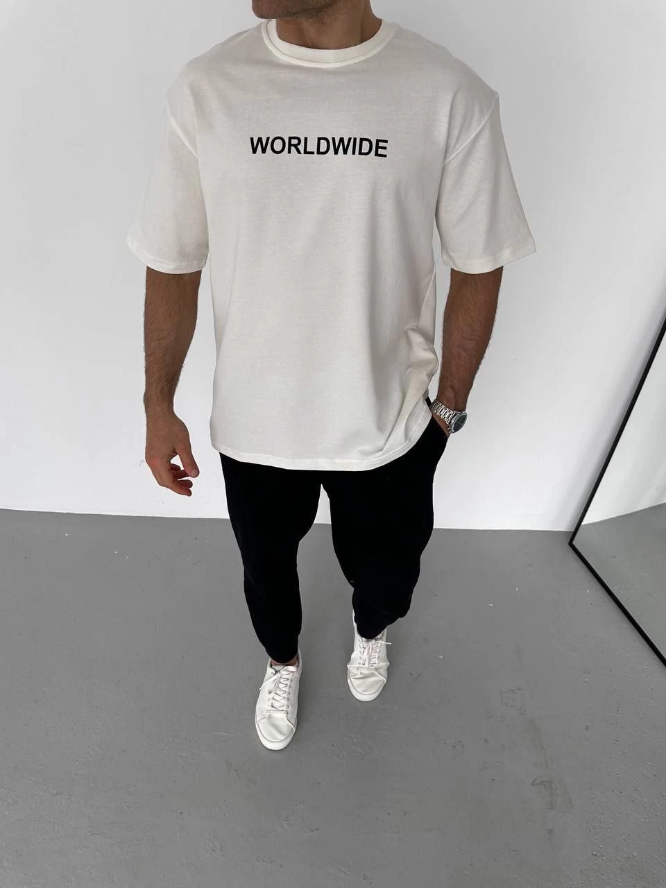 Erkek Yazlık Baskılı Tişört Bisiklet Yaka Kısa Kol Regular Fit T-Shirt – Beyaz