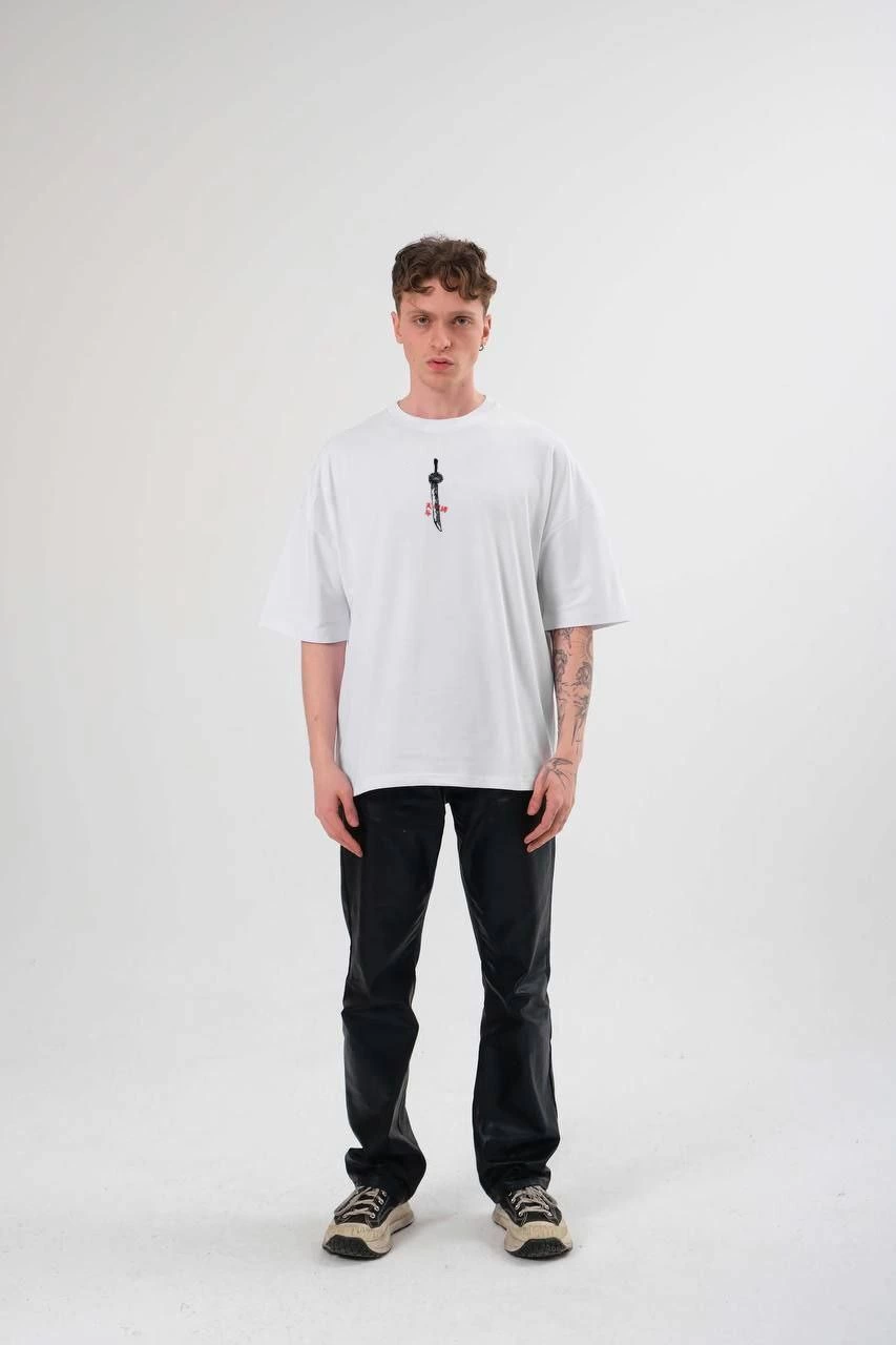 Erkek Baskılı T-Shirt Kısa Kol Bisiklet Yaka Regular Fit Rahat Kalıp Günlük Tişört – Beyaz