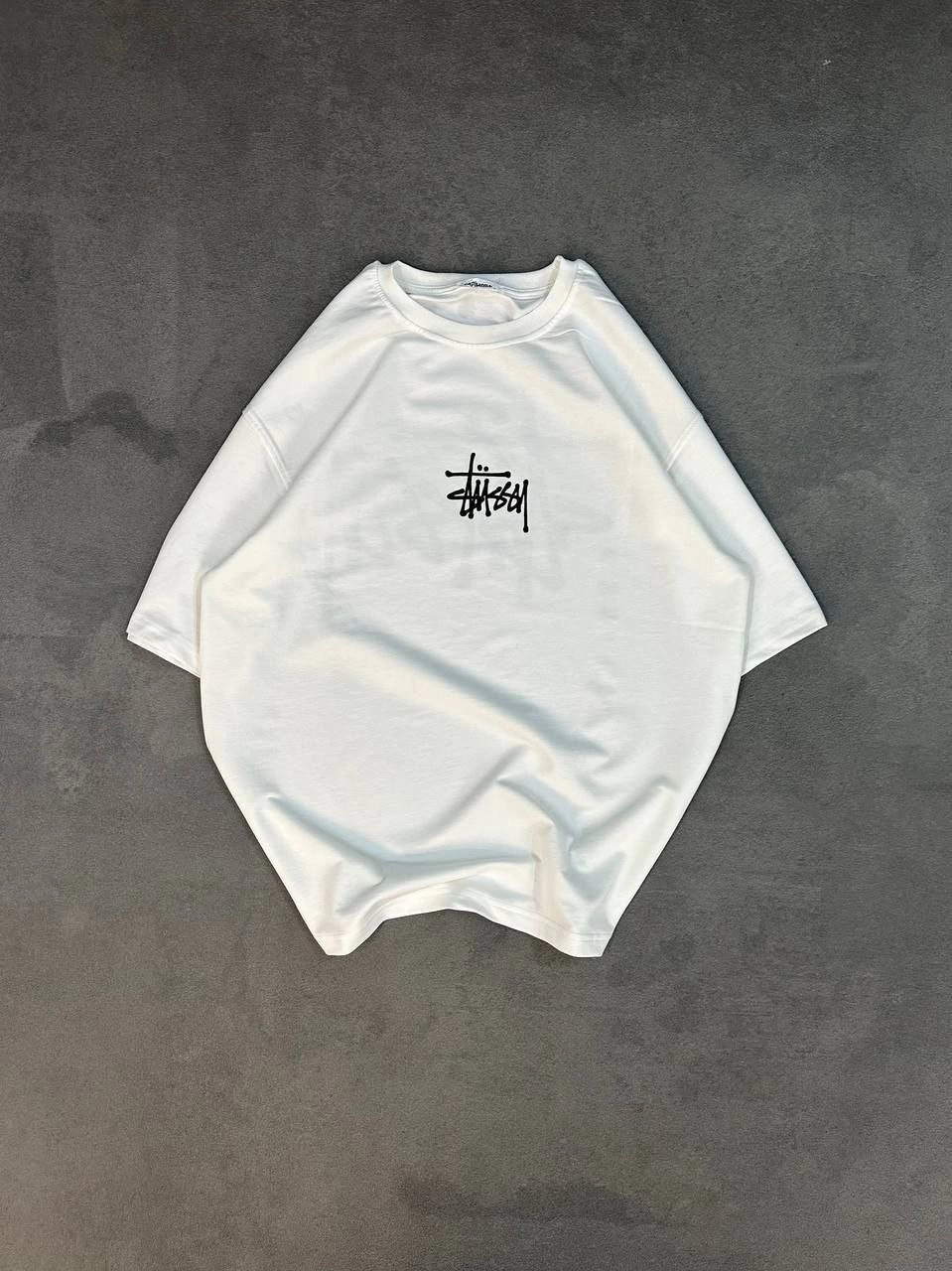 kadın Bisiklet Yaka Baskılı Oversize Kısa kol T-Shirt – Beyaz