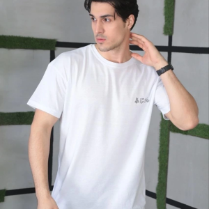 Erkek Kısa Kol Yazlık Tişört Bisiklet Yaka Baskılı Oversize T-Shirt – Beyaz
