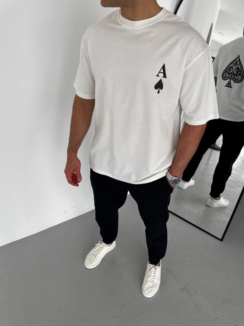 Erkek Baskılı T-Shirt Kısa Kol Bisiklet Yaka Regular Fit Rahat Kalıp Günlük Tişört – Beyaz