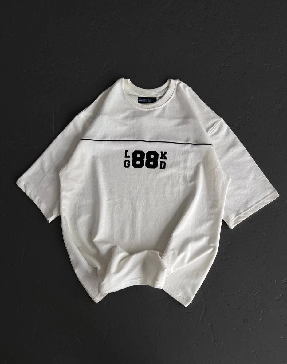 Kadın Baskılı T-Shirt Kısa Kol Bisiklet Yaka Oversize Rahat Kalıp Günlük Tişört – Beyaz