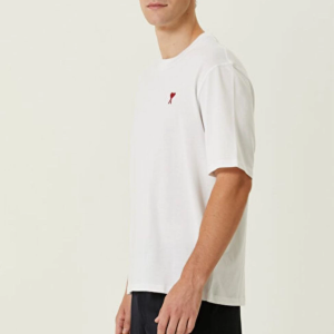 Erkek Kısa Kol Tişört Bisiklet Yaka KALP Baskılı Oversize T-Shirt – Beyaz