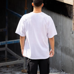 Erkek Kısa Kol Yazlık Tişört Bisiklet Yaka Baskılı Oversize T-Shirt – Beyaz